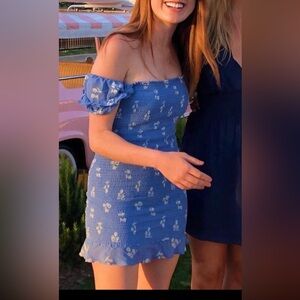 Blue and white reformation mini dress